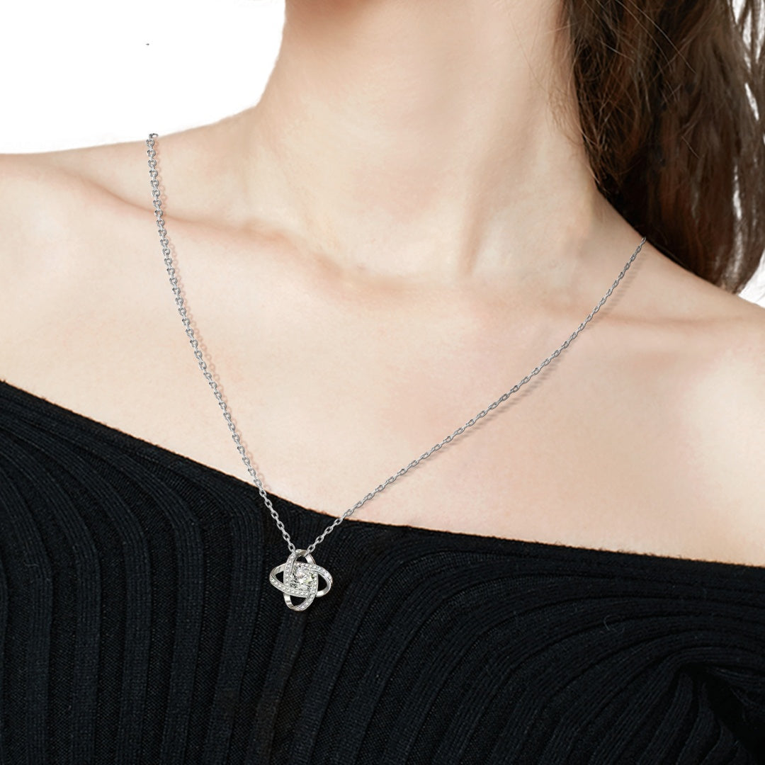 Luxury Crystal Pendant Necklace Elegant Orbit Design Jewelry