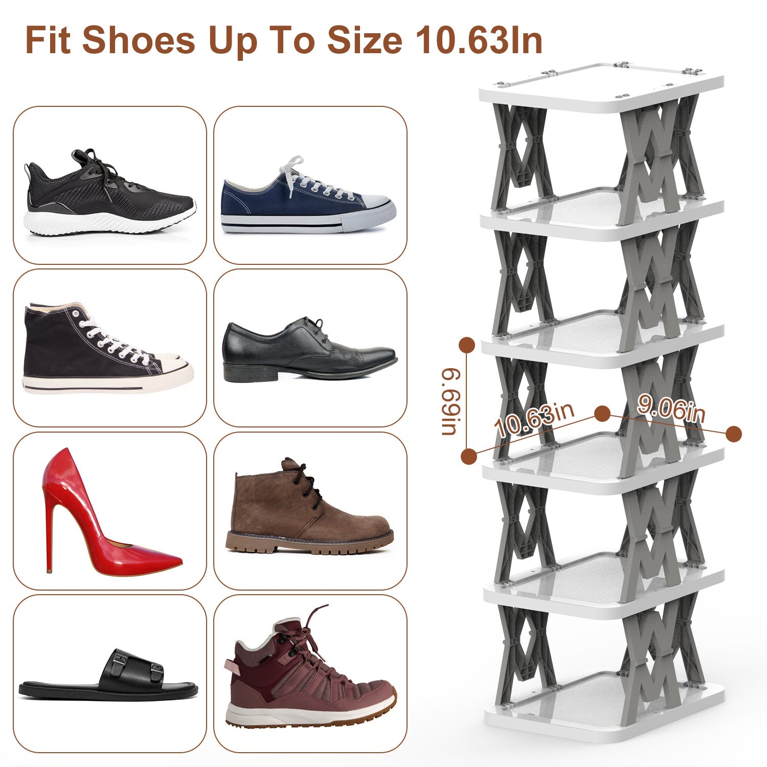 Space Saving 6-Tier Foldable Shoe Rack Narrow Storage Organizer