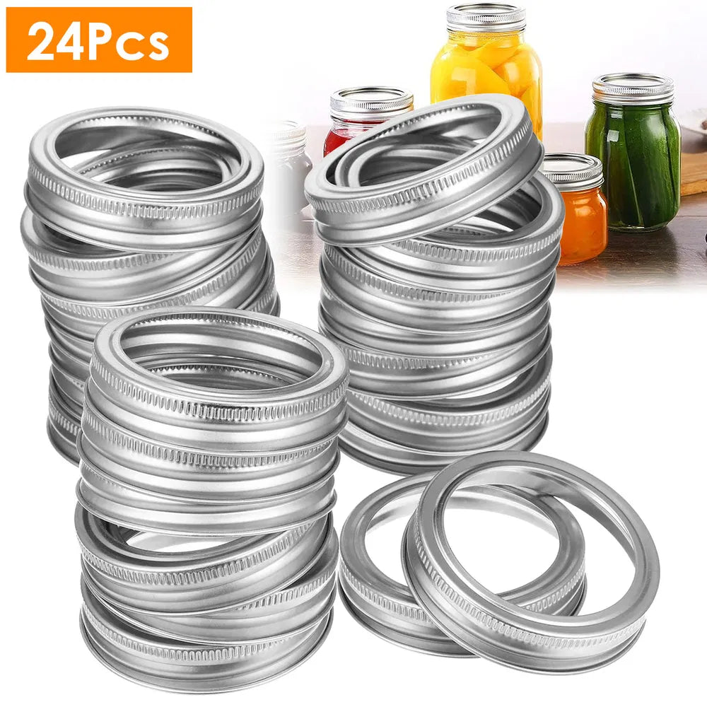 24PCS Mason Jar Rings Regular Mouth Metal Canning Bands