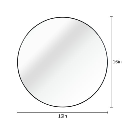 Elegant 16 Inch Black Round Bathroom Mirror Modern Wall Decor