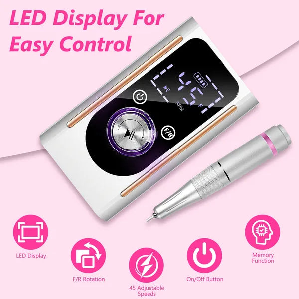 Portable 45000 RPM Rechargeable Nail Drill Machine