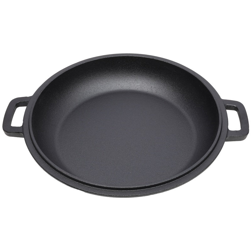 One In One Pre Seasoned Cast Iron Dutch Oven With Dual Handles, Outdoor Camping Deep Pot, With 2 Silicone Handle Covers, Banned Platform Temu