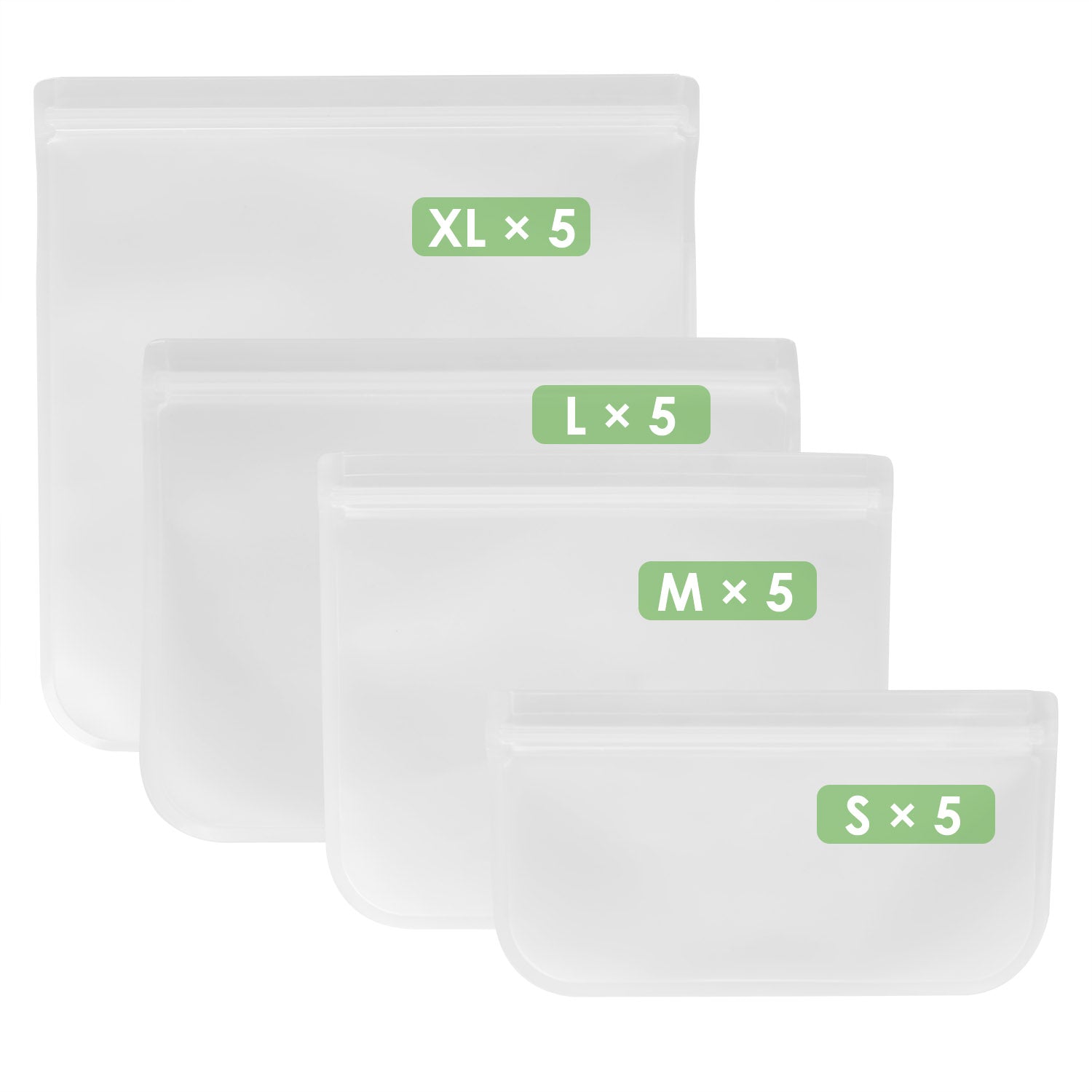 Reusable PEVA Food Storage Bags Set