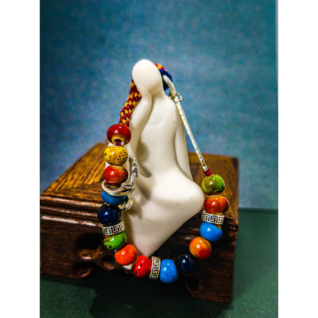 Handmade Stone Bracelet with Colorful Beads Adjustable String