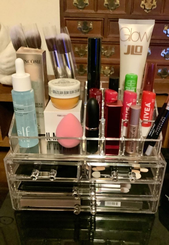 Clear Acrylic Makeup Organizer With 4 Drawers Storage Box