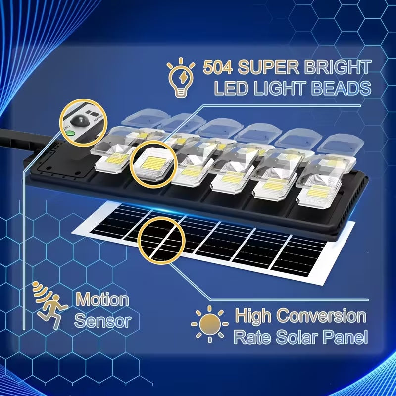 Ultra Bright 504 LED Solar Motion Sensor Street Light Remote