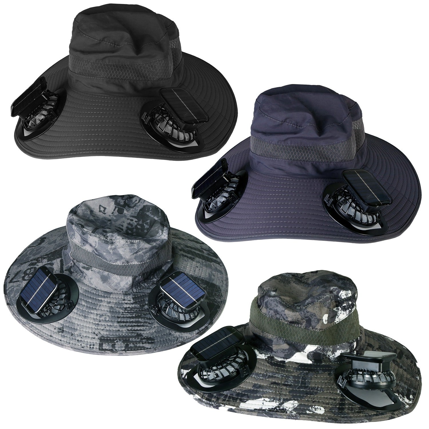 Outdoor Wide Brim Sun Hat with Solar Fans UPF50 Cooling Hat