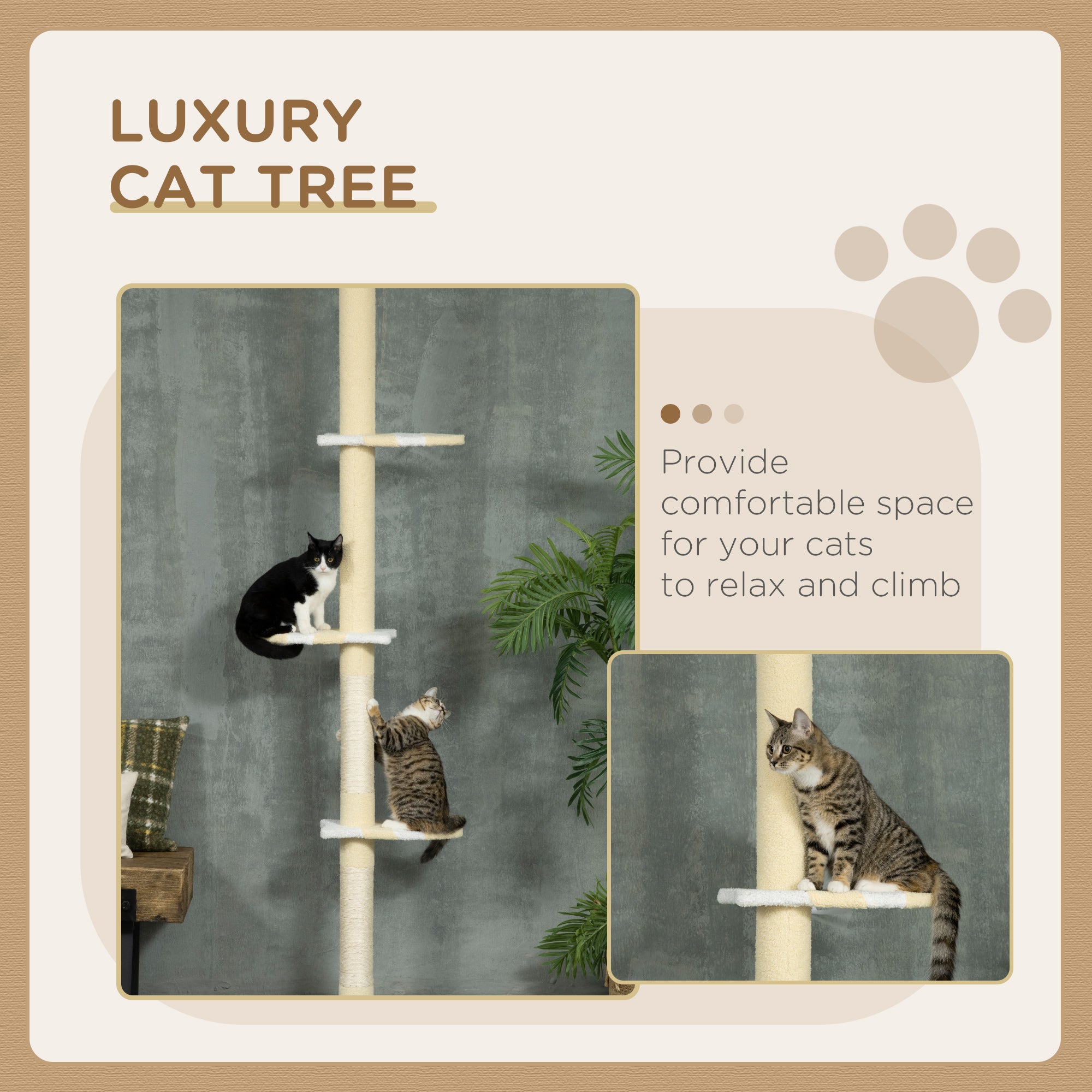 Premium 4 Tier Floor to Ceiling Cat Tree Adjustable Indoor Tower