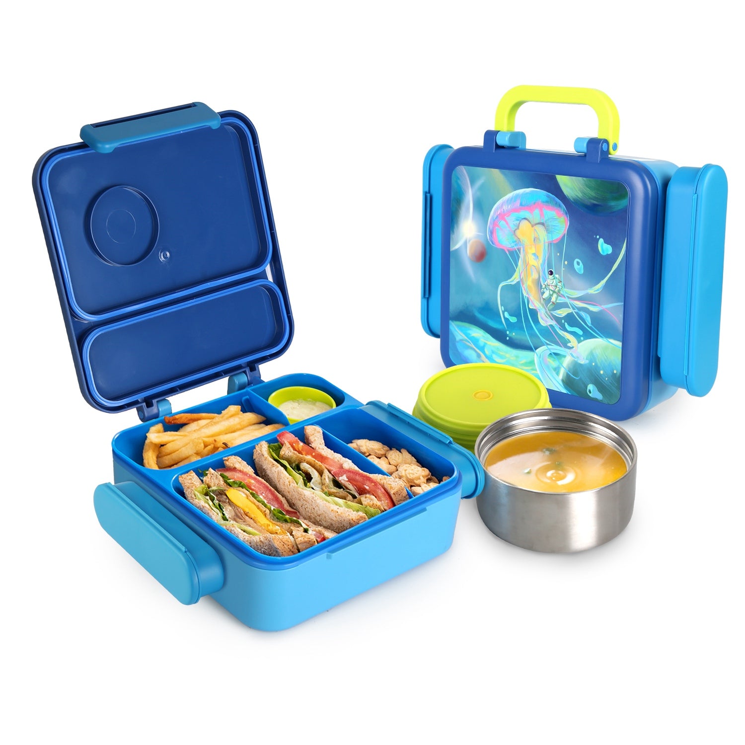 Kids Thermal Lunch Box with Bag 2 Compartments Set