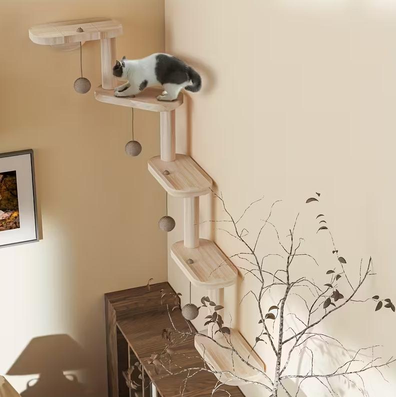 DIY Modular Cat Wall Climbing Frame – Wall-Mounted Multi-Level Cat Activity Center