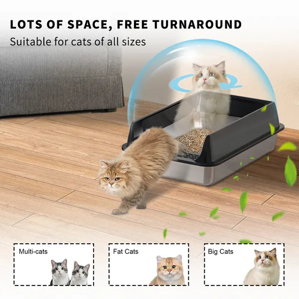 Stainless Steel Cat Litter Box – Non-Stick Odor Resistant Easy Clean Cat Toilet