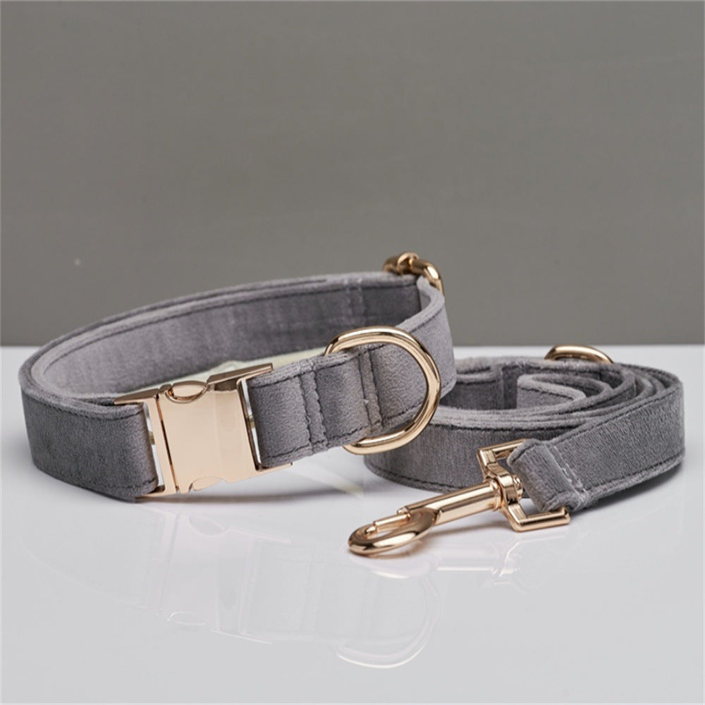 Luxury Velvet Dog Collar and Leash Set Personalized Bow Design