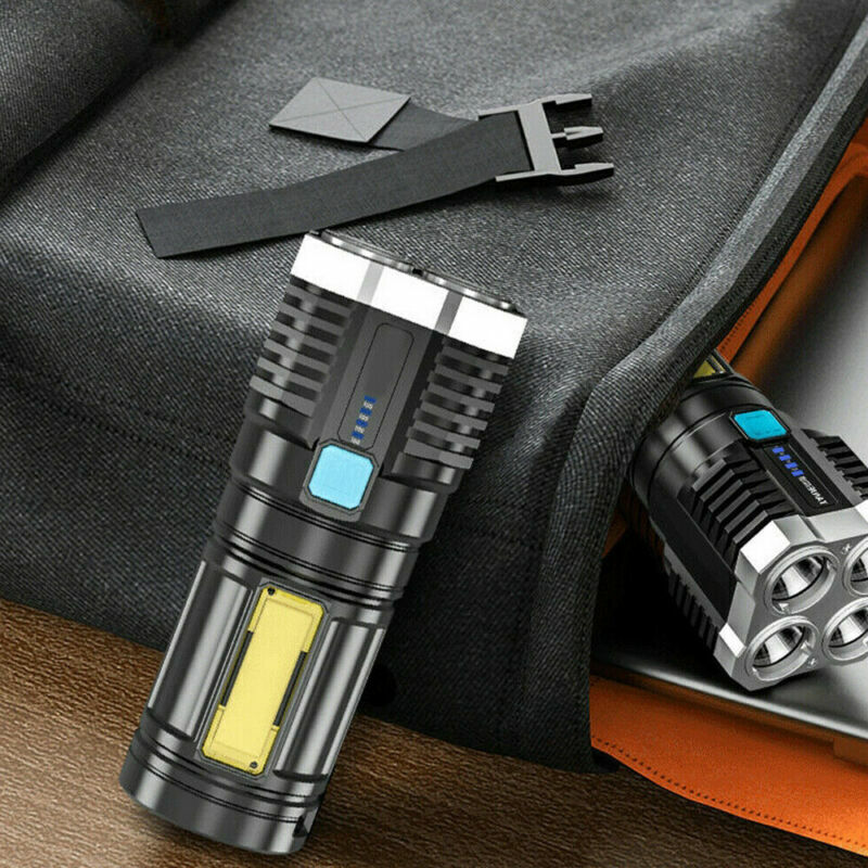 Tactical LED Flashlight USB Rechargeable Super Bright Torch