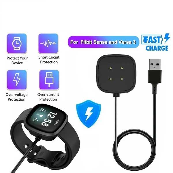 Wireless Charger Dock for Sense Versa 3 4 Watch USB Cable