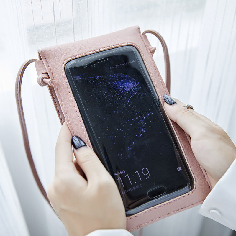 Crossbody Mobile Phone Bag with Clear Touch Screen Window Mini Pouch
