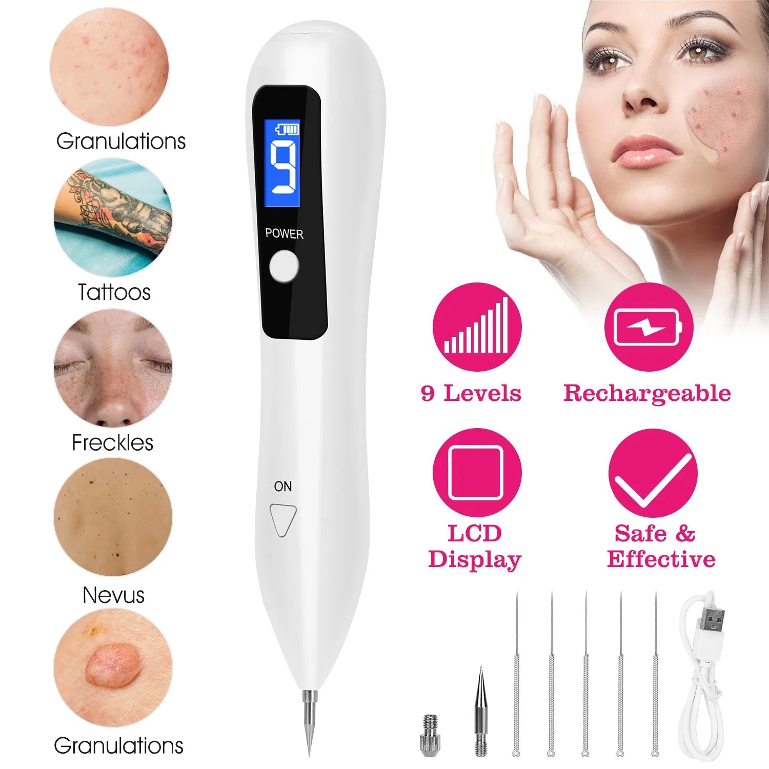 Professional Skin Tag Remover LCD Adjustable Precision Repair Kit