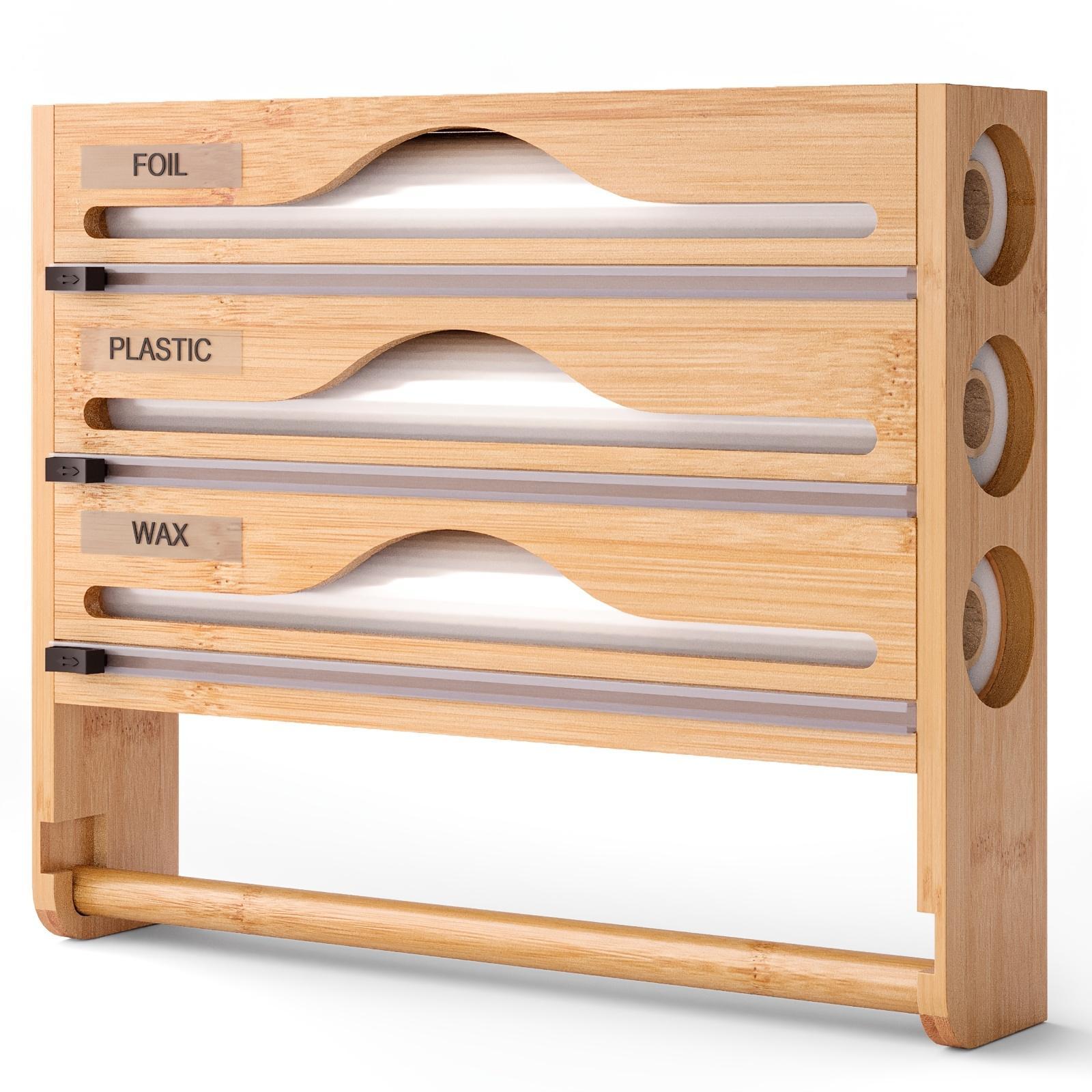 Bamboo Cling Film Cutter with Tissue Holder