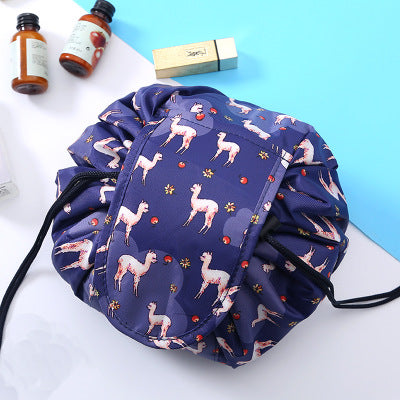 Animal Print Large Capacity Drawstring Cosmetic Storage Bag for Travel Use