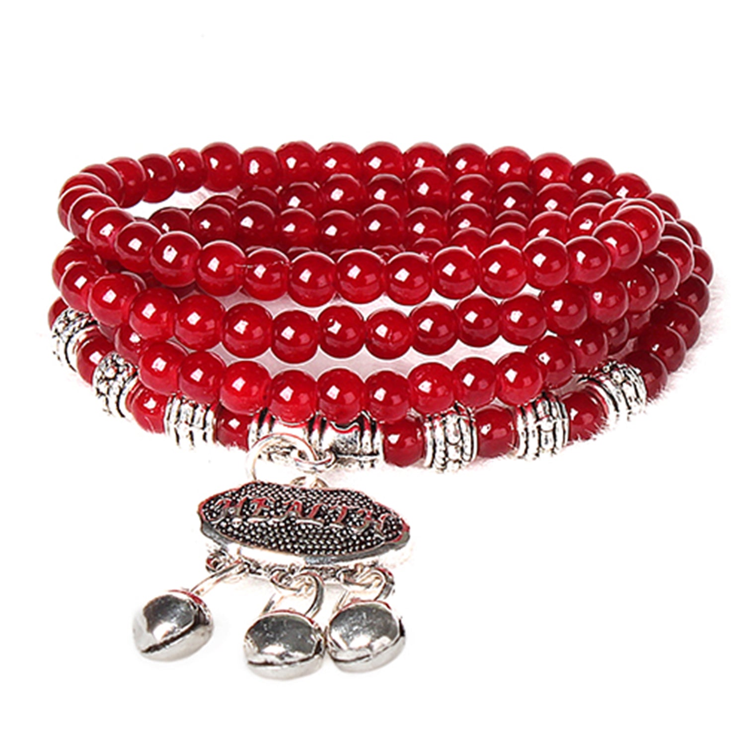 Lucky Red Agate Beaded Bracelet Thai Amulet Good Fortune