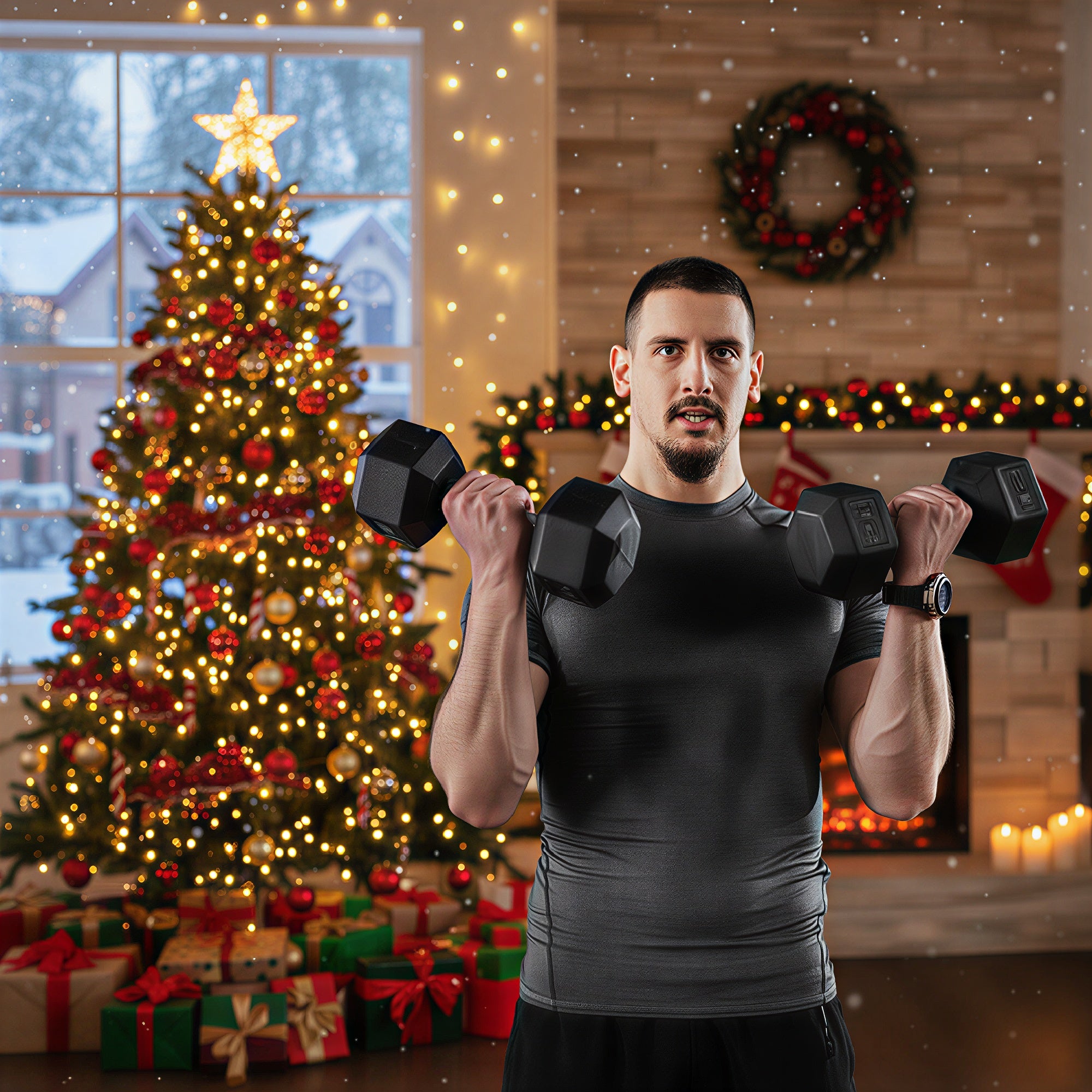 Hex Rubber Dumbbell Set No Roll Anti Slip Weights for Workout