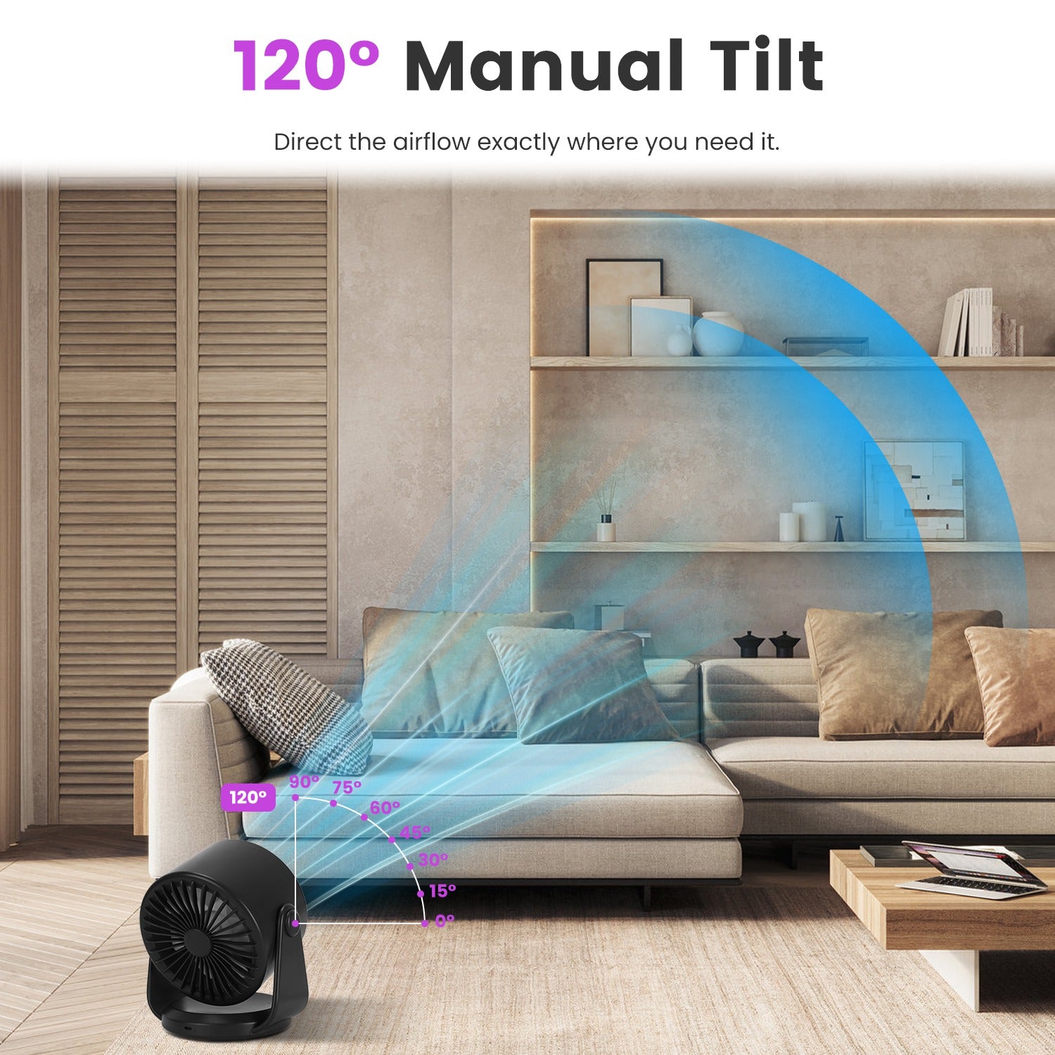 Rechargeable Desk Fan with 100 Speeds Wall Mount Design