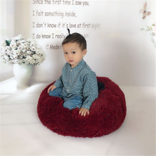 Luxury Round Plush Pet Bed Warm Cozy Nest Pad for Cats Dogs