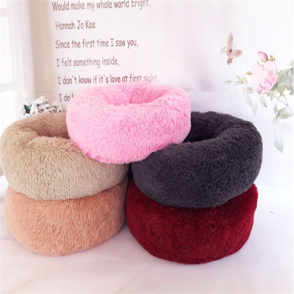 Luxury Round Plush Pet Bed Warm Cozy Nest Pad for Cats Dogs