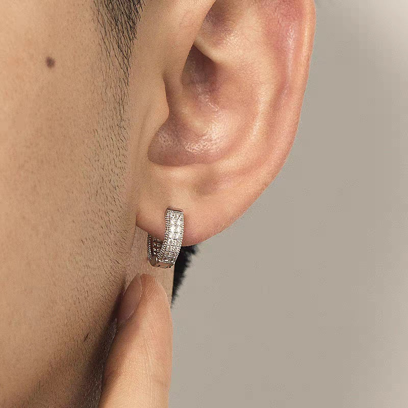 Luxury Zircon Hoop Earrings for Men Stylish Hip Hop Jewelry