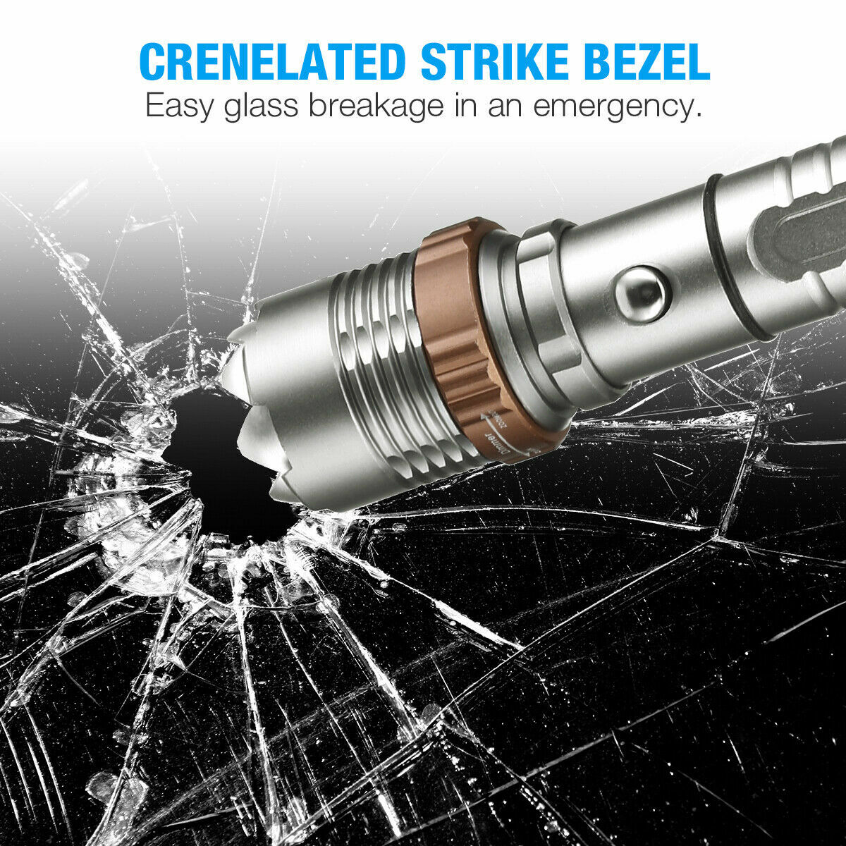 Ultra Bright LED Flashlight Rechargeable Emergency Torch Hammer