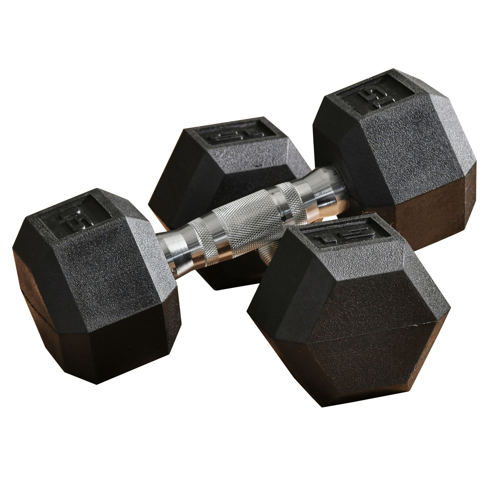 2 x 15lbs Hex Dumbbell Set Rubber Coated with Non-Slip Handles for Home Gym Workout