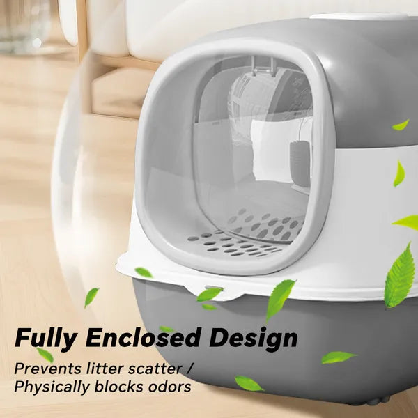 Enclosed Cat Litter Box with Lid – Large Covered Odor Control Cat Toilet