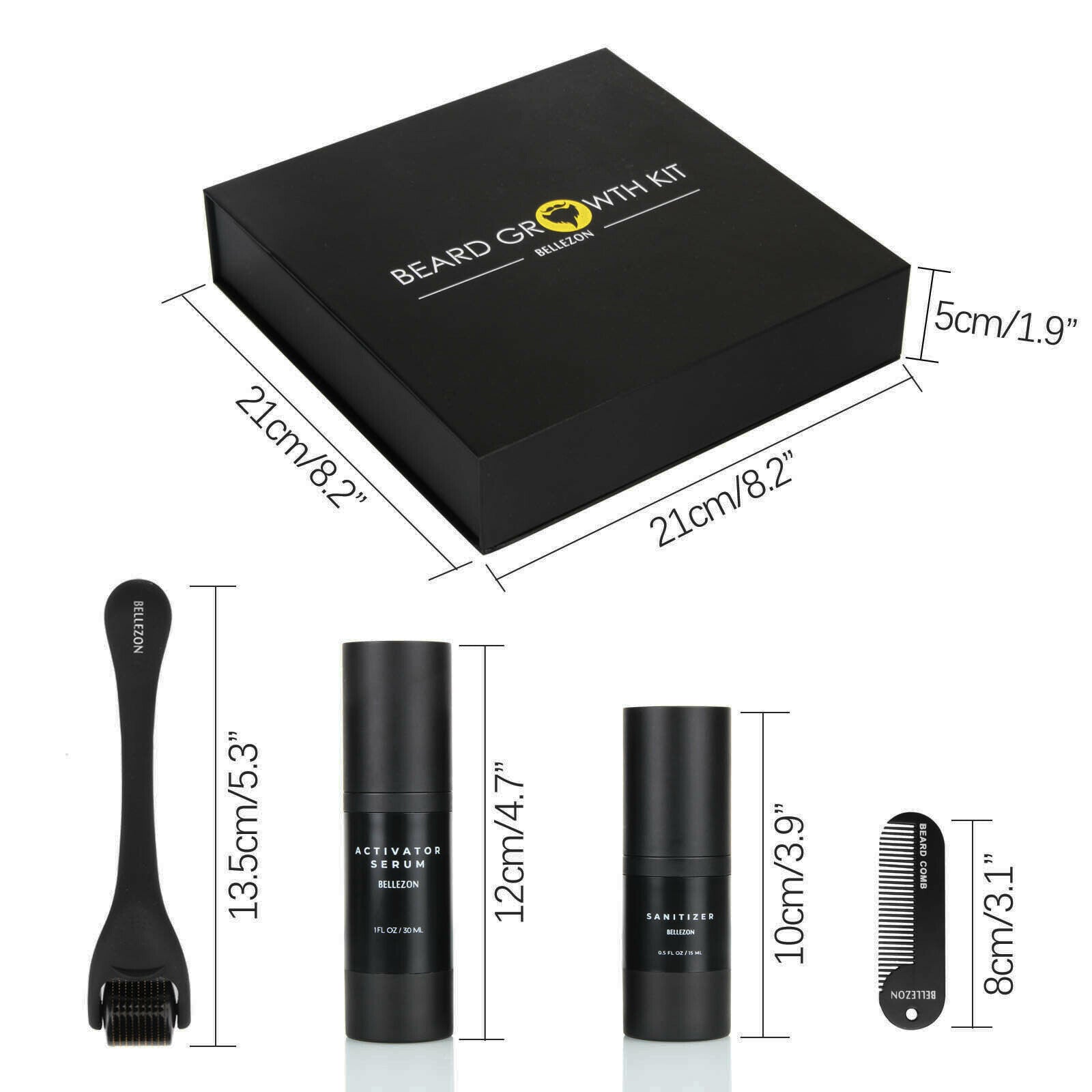 Beard Growth Kit with Serum, Derma Roller & Styling Comb