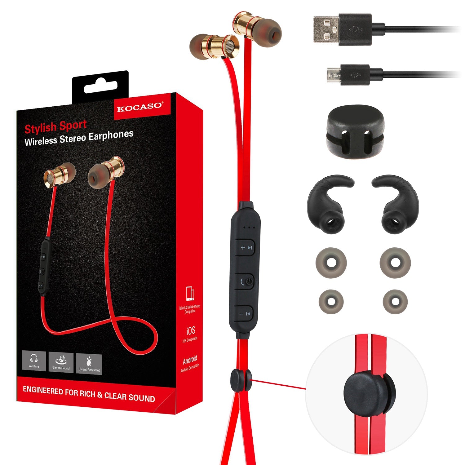 Wireless Sport Bluetooth 4.1 In-Ear Earphones Sweatproof Mic