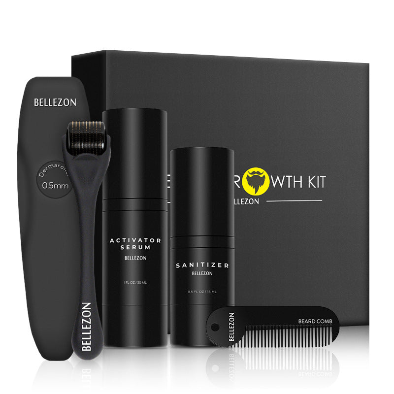 Beard Growth Kit with Serum, Derma Roller & Styling Comb