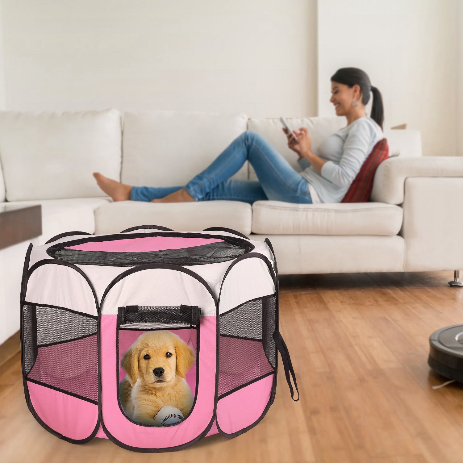 Premium Foldable Pet Tent Playpen Water Resistant Indoor Outdoor