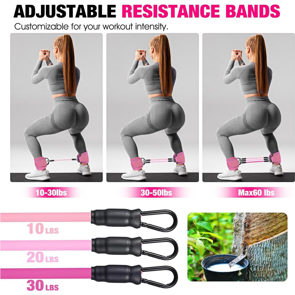 Ankle Resistance Bands with Cuffs for Leg & Glute Workout