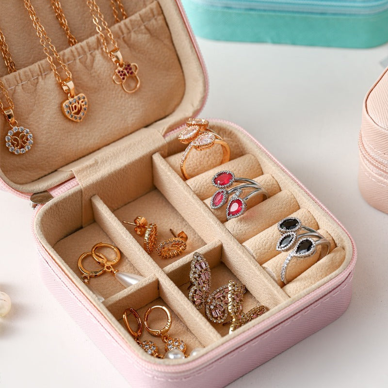 Premium Jewelry Organizer Box Compact Travel Storage Case
