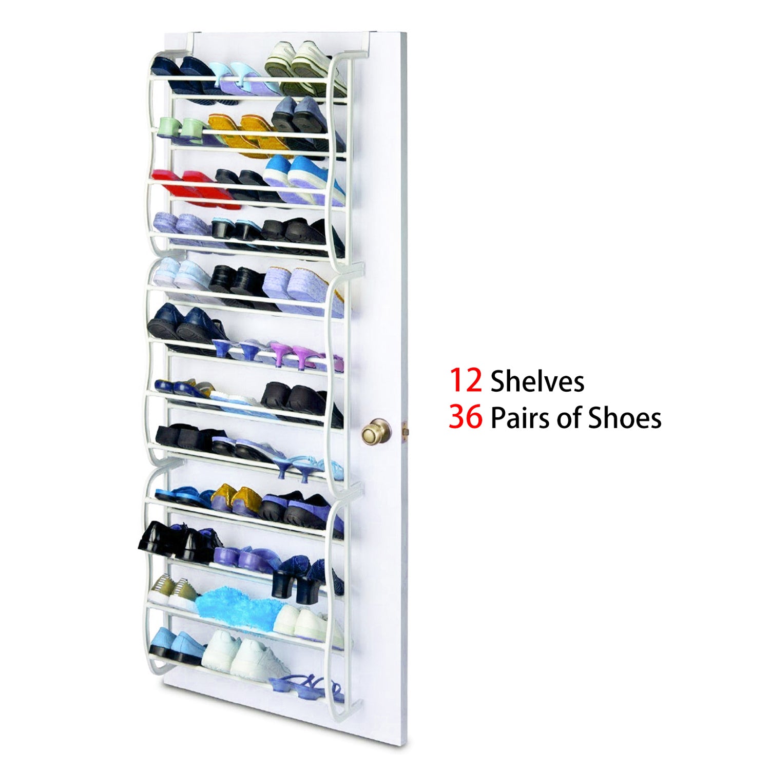 Space Saving Over-the-Door Shoe Rack 12-Tier 36 Pair Organizer