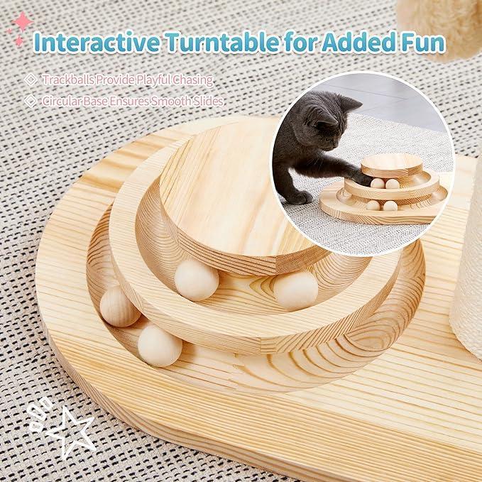 Premium Mushroom Cat Scratching Post with Ball Track Toy Board