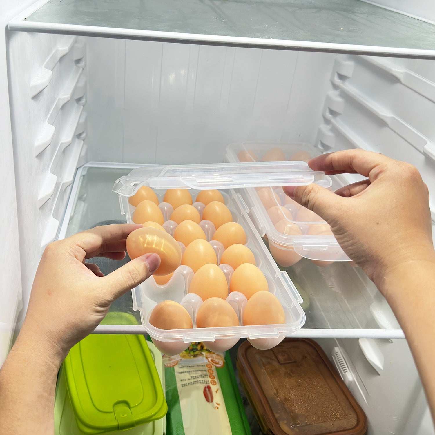 2Pcs Stackable Plastic Egg Holder for Refrigerator
