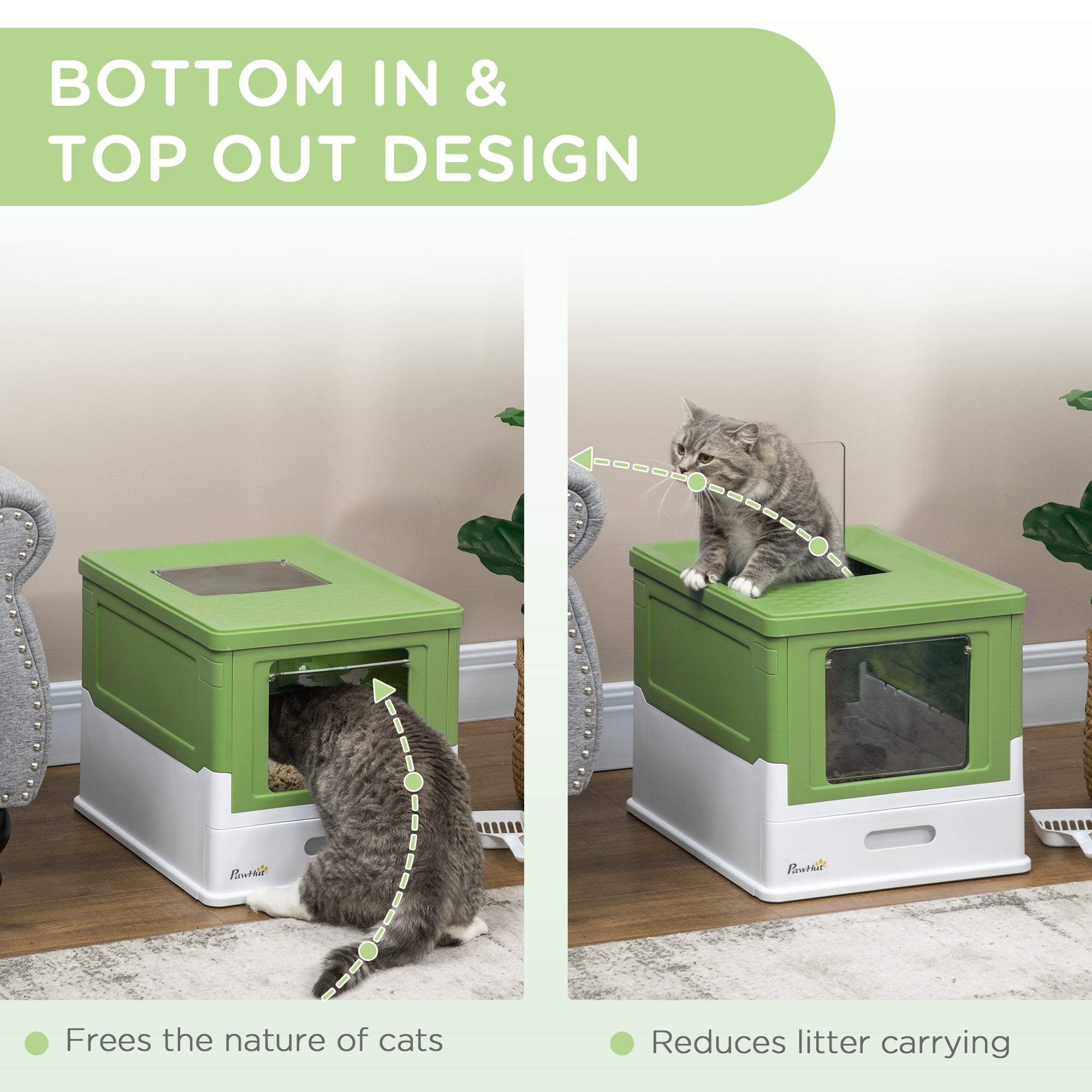Fully Enclosed Cat Litter Box with Front Entry & Top Exit – Odor Control Cat Toilet