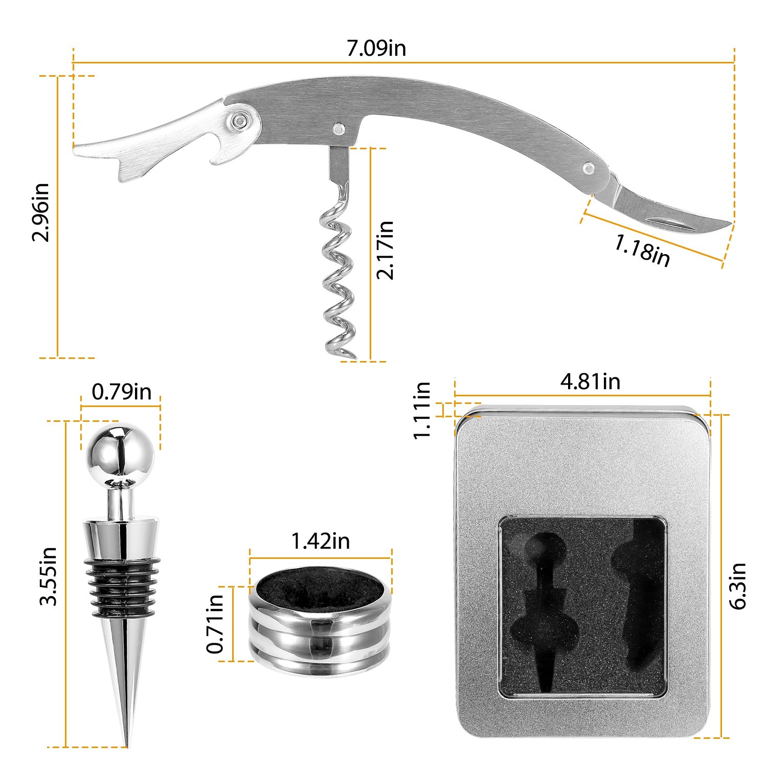3PCS Wine Opener Set Corkscrew, Foil Cutter & Stopper Kit