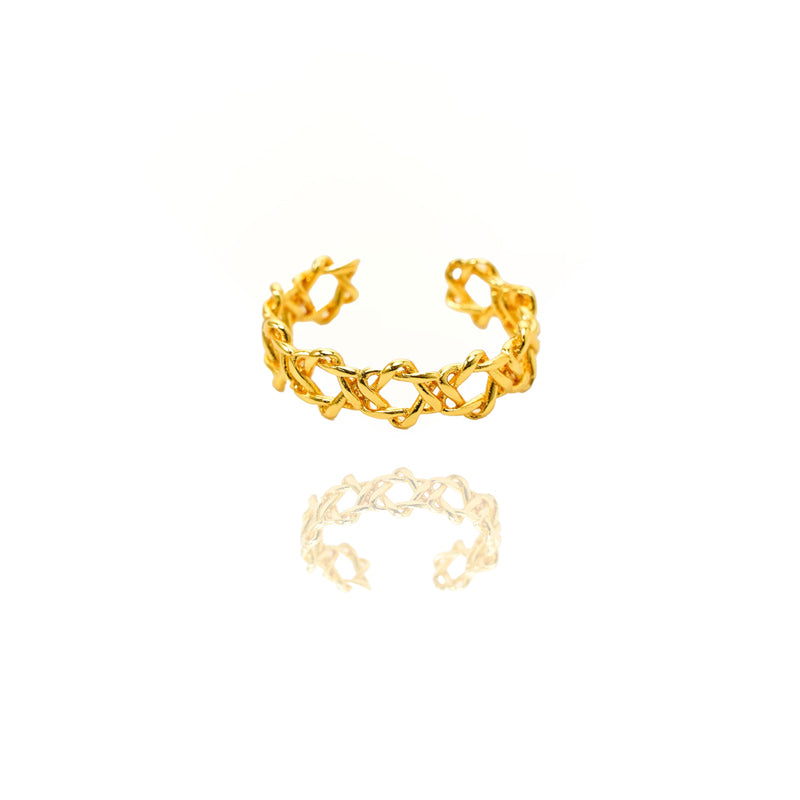 Luxury 24K Gold Adjustable Ring – Vintage Celtic Knot Band