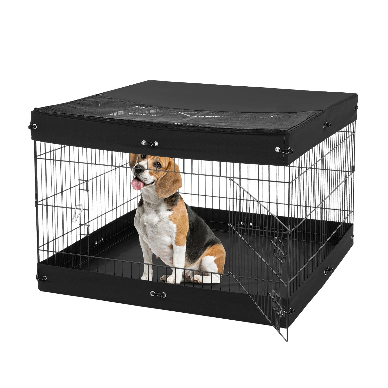 Foldable Metal Dog Playpen with Bottom Pad and Secure Panels