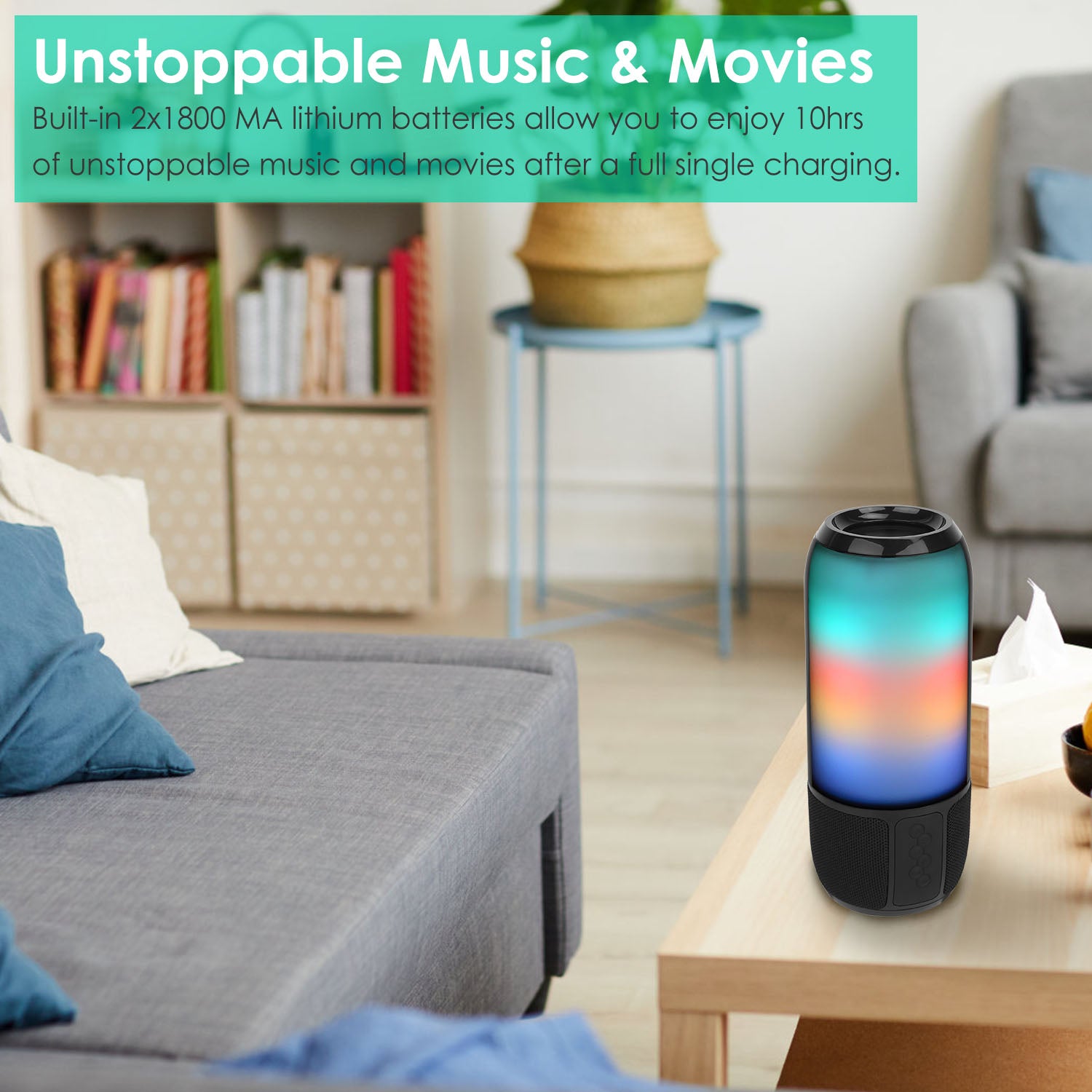Wireless Portable Speaker Loud Stereo with Color Lights Radio