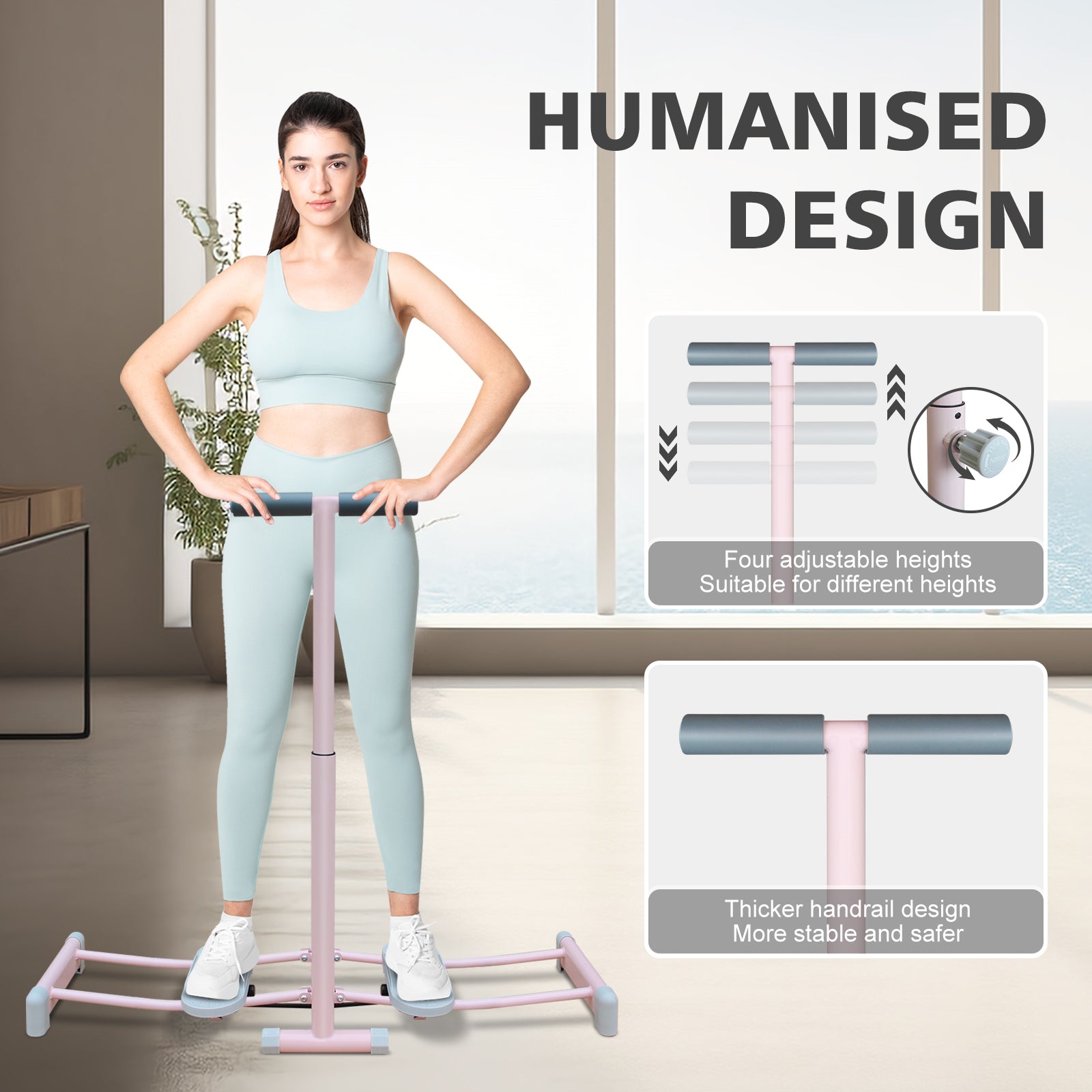 Foldable Ski Machine Trainer with Adjustable Resistance Home Fitness