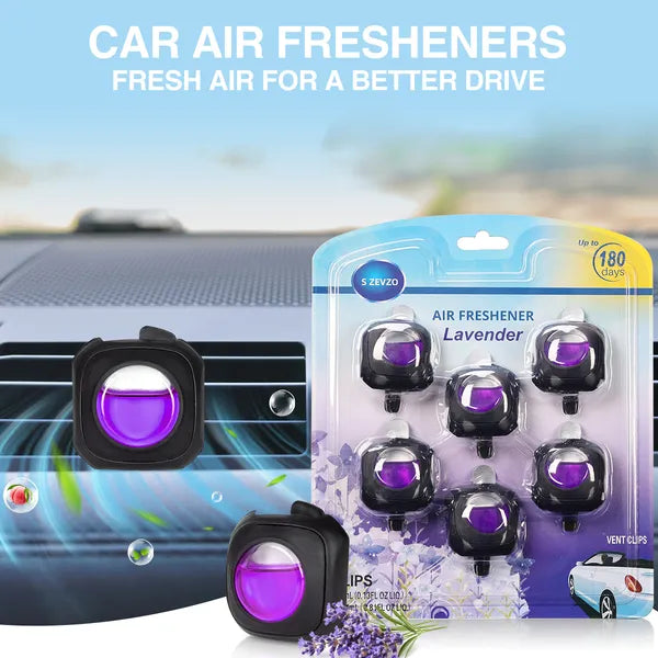 6-Pack Lavender Car Vent Clip Air Freshener Long Lasting
