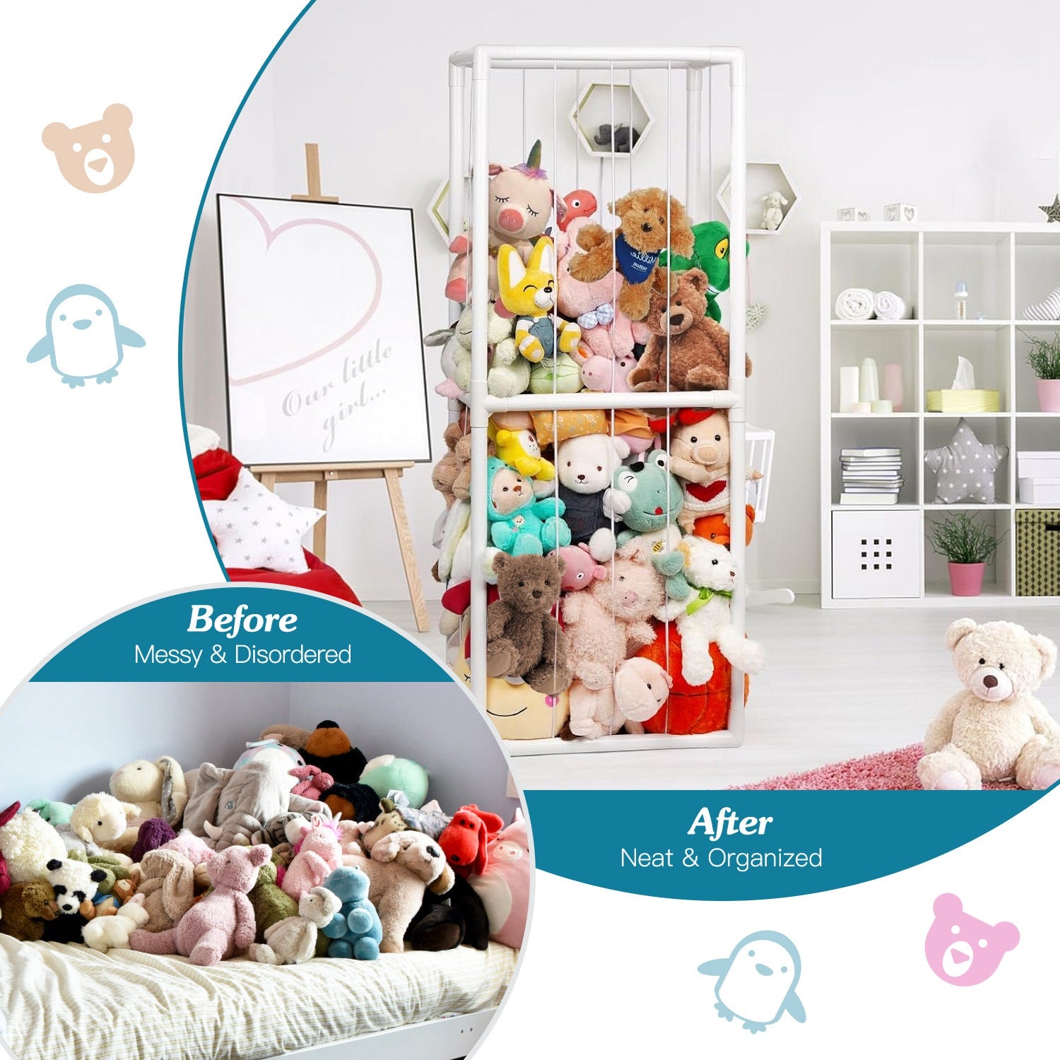 Stuffed Animal Storage Organizer Plush Toy Holder Stand