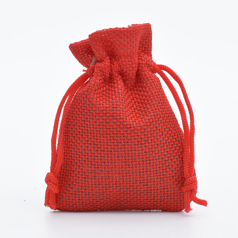 Drawstring Linen Jewelry Gift Bag Mini Rope Pouch Cloth Sets