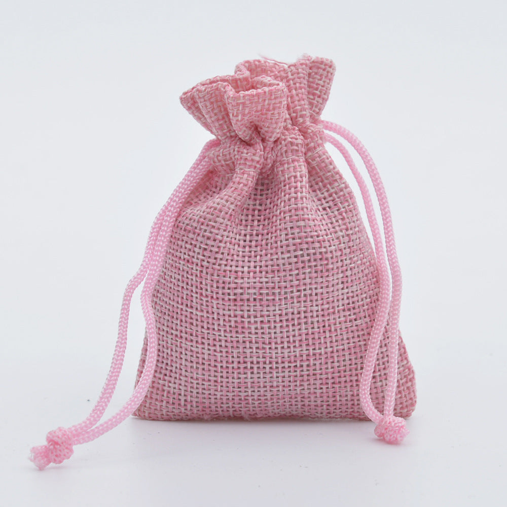 Drawstring Linen Jewelry Gift Bag Mini Rope Pouch Cloth Sets